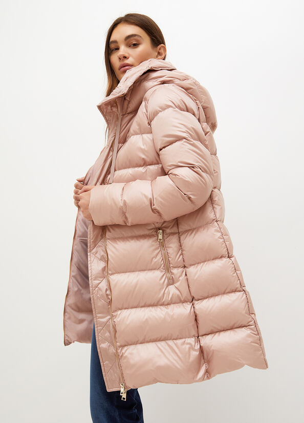 Pink Women\'s Liu Jo Down In Quilted Technical Fabric Coats | BYO-329740