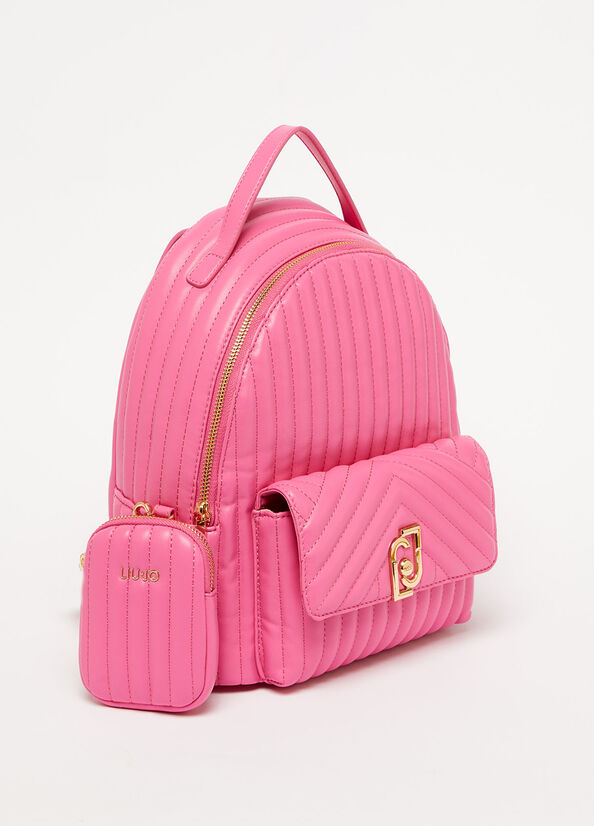 Pink Women's Liu Jo Eco-Friendly Quilted Backpacks | EHQ-614785