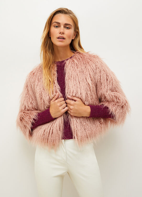 Pink Women\'s Liu Jo Faux Fur Jackets | TUO-582673