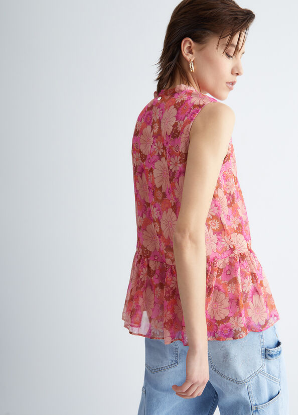 Pink Women's Liu Jo Floral Tops | ZFQ-176805