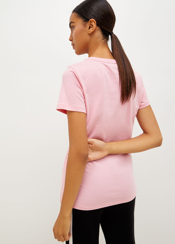 Pink Women's Liu Jo Jersey With Logo T Shirts | SPK-093761