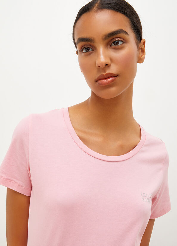 Pink Women's Liu Jo Jersey With Logo T Shirts | SPK-093761