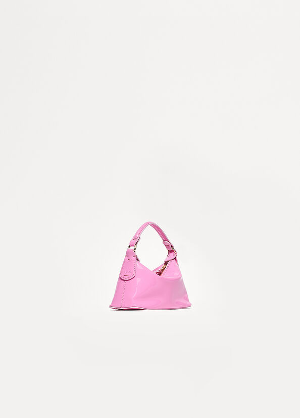 Pink Women's Liu Jo Patent Leather Micro Hobo Crossbody Bags | STE-218749