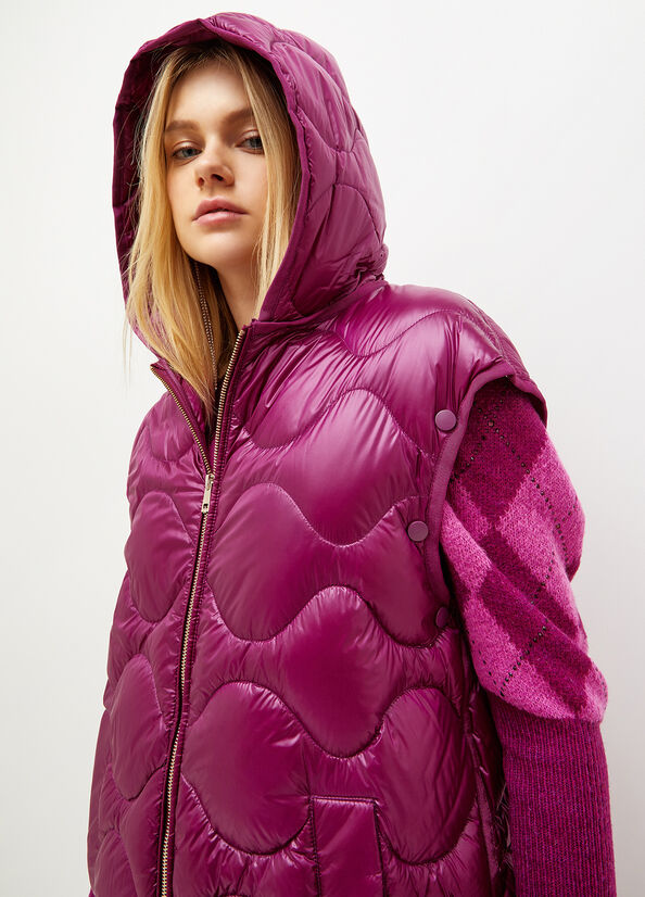 Purple Women's Liu Jo Down In Quilted Technical Fabric Coats | YBJ-714905