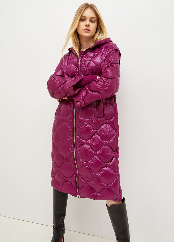 Purple Women\'s Liu Jo Down In Quilted Technical Fabric Coats | YBJ-714905