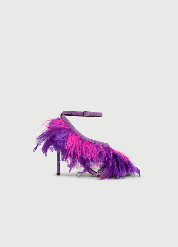 Purple Women's Liu Jo With Heel And Feathers Sandals | UME-513289