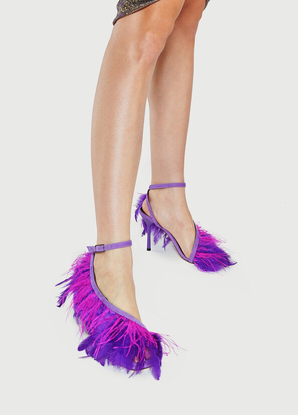 Purple Women\'s Liu Jo With Heel And Feathers Sandals | UME-513289