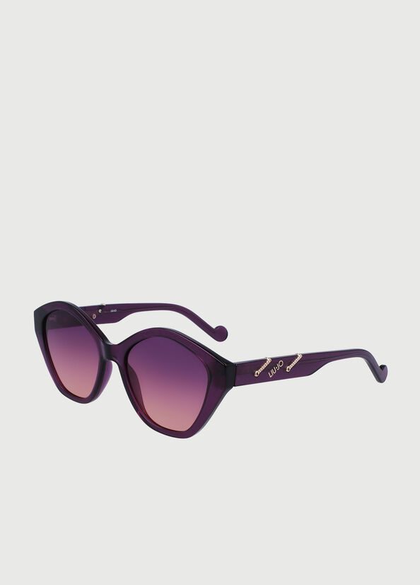 Purple Women's Liu Jo With Jewel Chains Sunglasses | EWP-621590