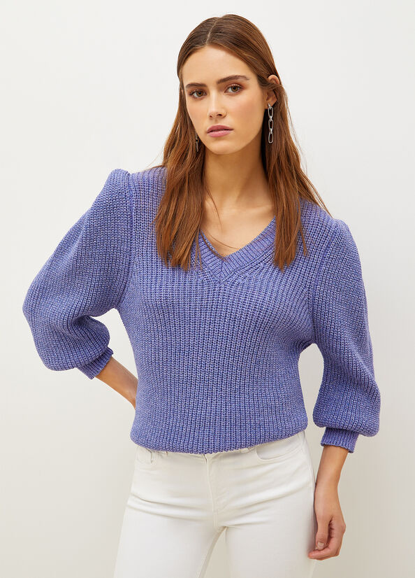 Purple Women\'s Liu Jo With Puff Sleeves Sweaters | SEX-120637