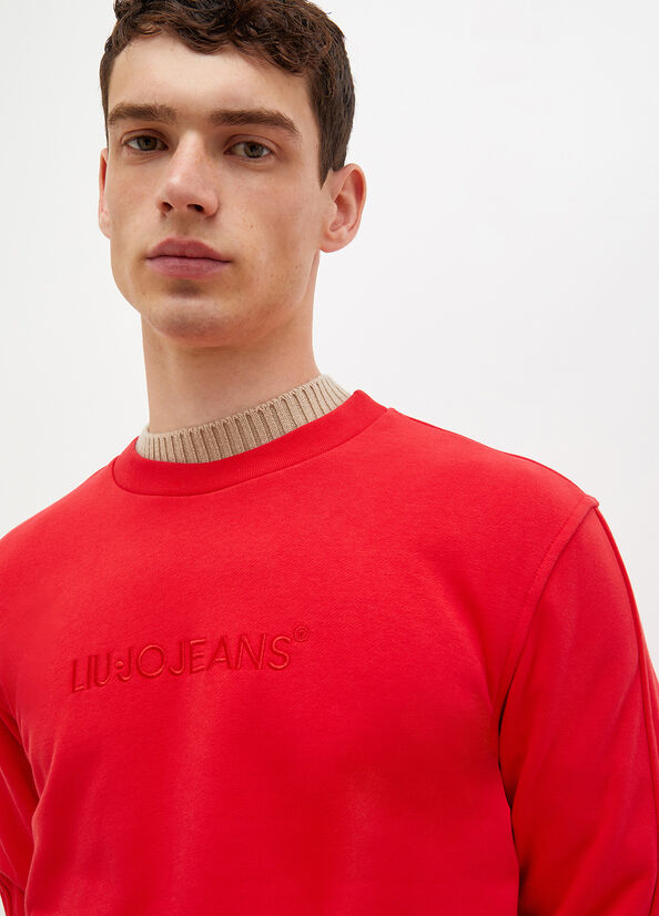 Red Men's Liu Jo With Logo Sweaters | BHW-786421