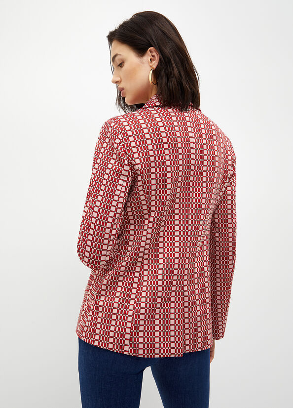 Red Women's Liu Jo Blazer With Optical Pattern Jackets | YUM-915740