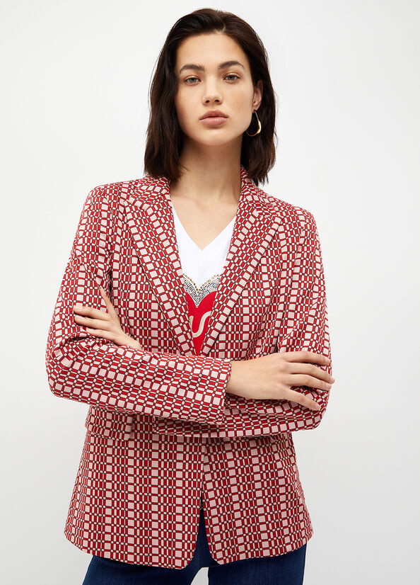 Red Women\'s Liu Jo Blazer With Optical Pattern Jackets | YUM-915740