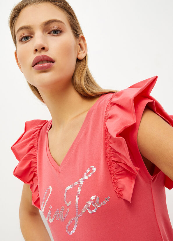 Red Women's Liu Jo Eco-Friendly With Logo Tops | TGL-947328