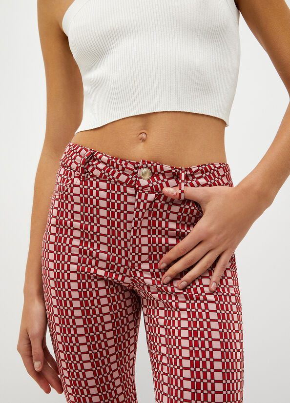 Red Women's Liu Jo Optical Jacquard Pants | WRK-091786