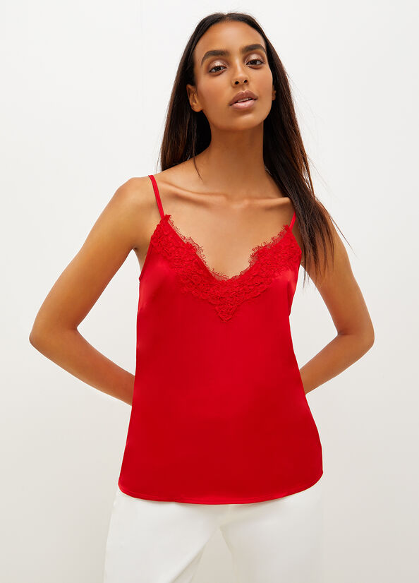 Red Women\'s Liu Jo Satin Lingerie T Shirts | YWB-843672