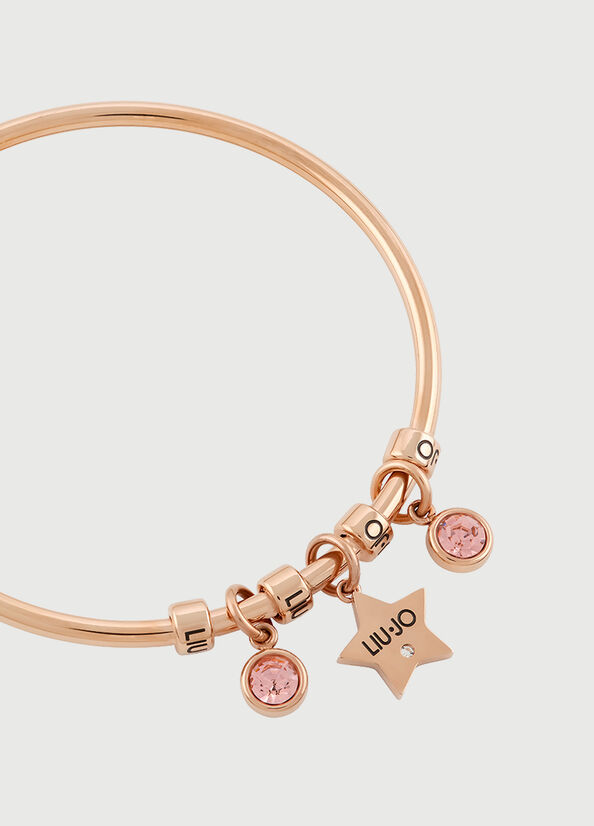 Rose Gold Women's Liu Jo Rigid Bracelet With Jewel Charm Jewelry | AKX-698310