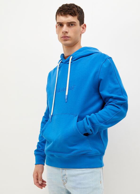 Royal Blue Men\'s Liu Jo Logo Hoodie Sweaters | QOB-679043