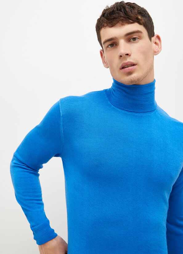 Royal Blue Men's Liu Jo Pure Turtleneck Sweaters | AOL-069241