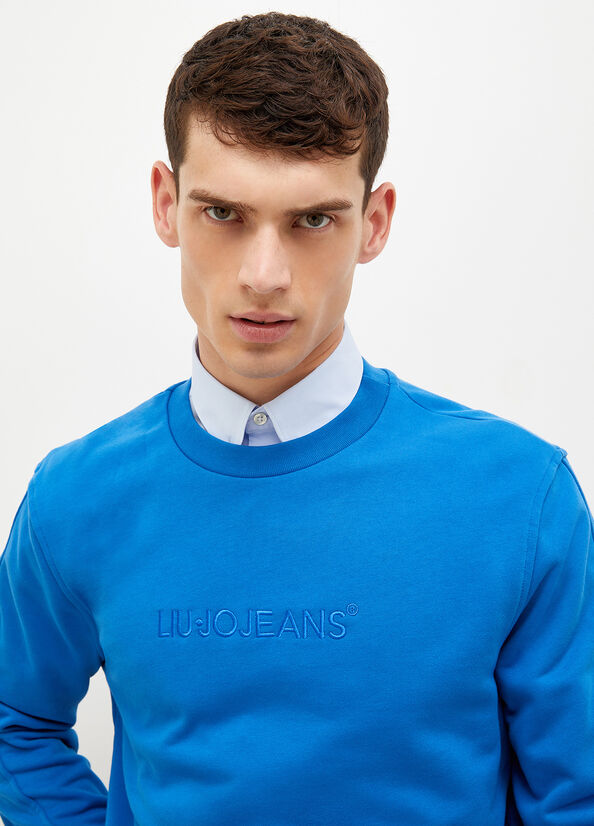 Royal Blue Men's Liu Jo With Logo Sweaters | HRL-769158