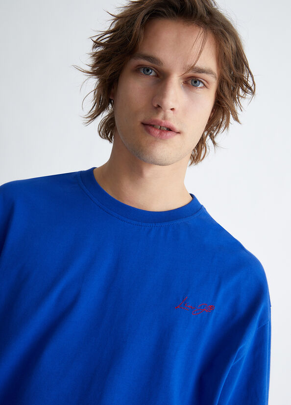 Royal Blue Men's Liu Jo With Logo T Shirts | FOW-203864