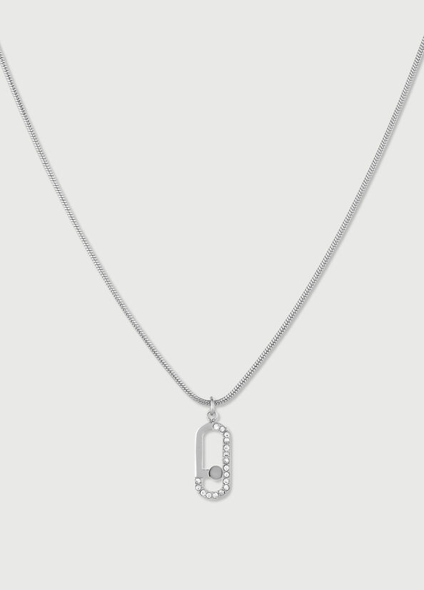 Silver Women's Liu Jo Necklace With Logo Charm Jewelry | JDT-821756