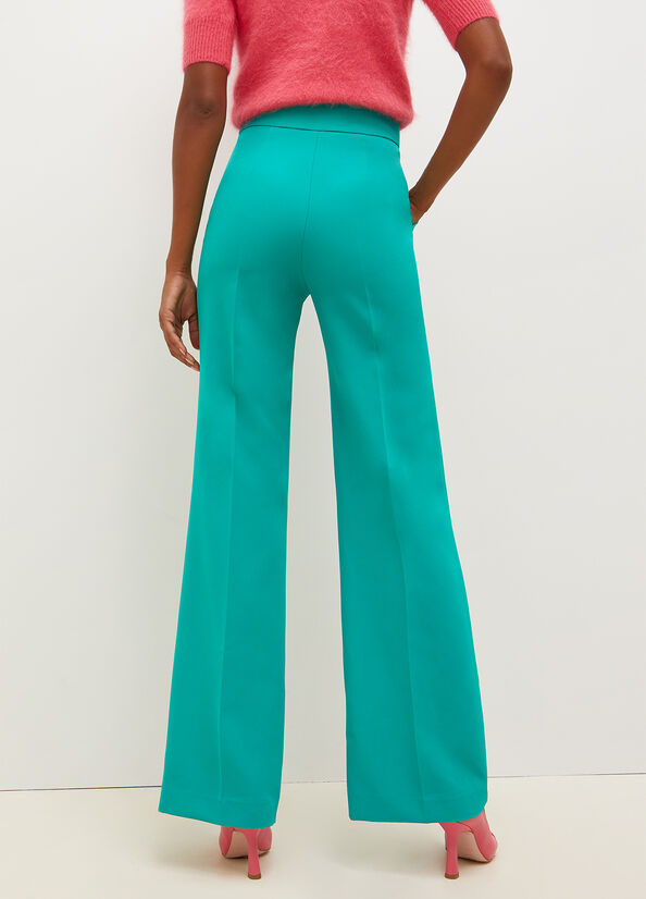 Turquoise Green Women's Liu Jo High-Rise With Buttons Pants | VAM-216905