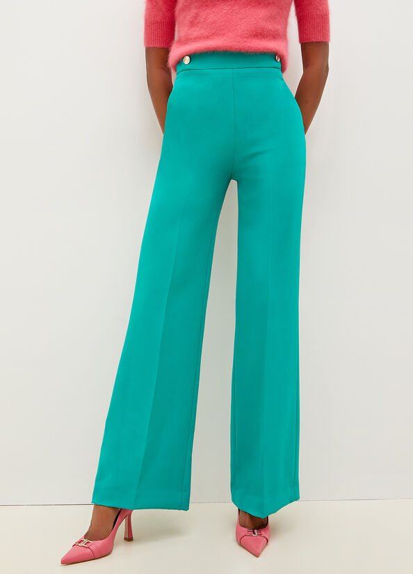 Turquoise Green Women\'s Liu Jo High-Rise With Buttons Pants | VAM-216905