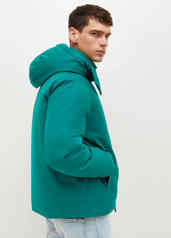 Turquoise Men's Liu Jo Padded With Hood Jackets | KOS-423679