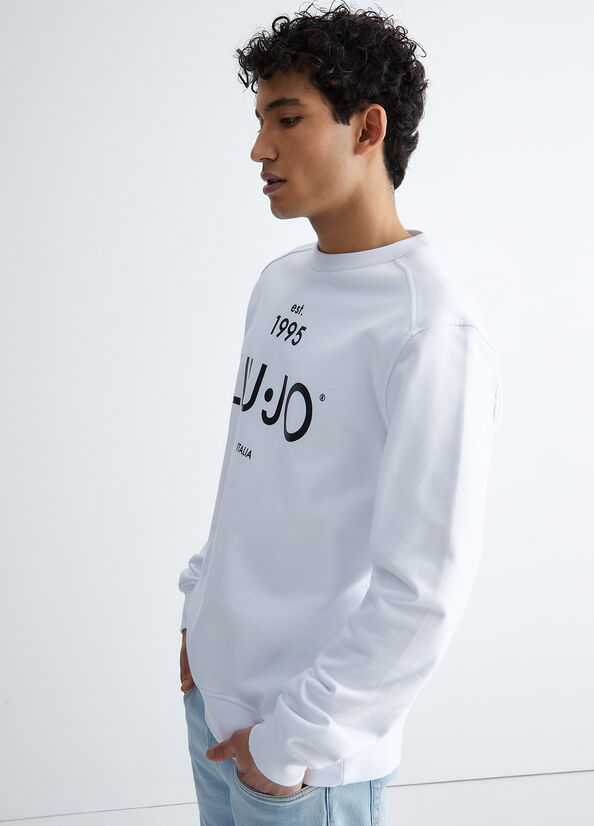 White Men\'s Liu Jo With Logo Sweaters | YSG-728659