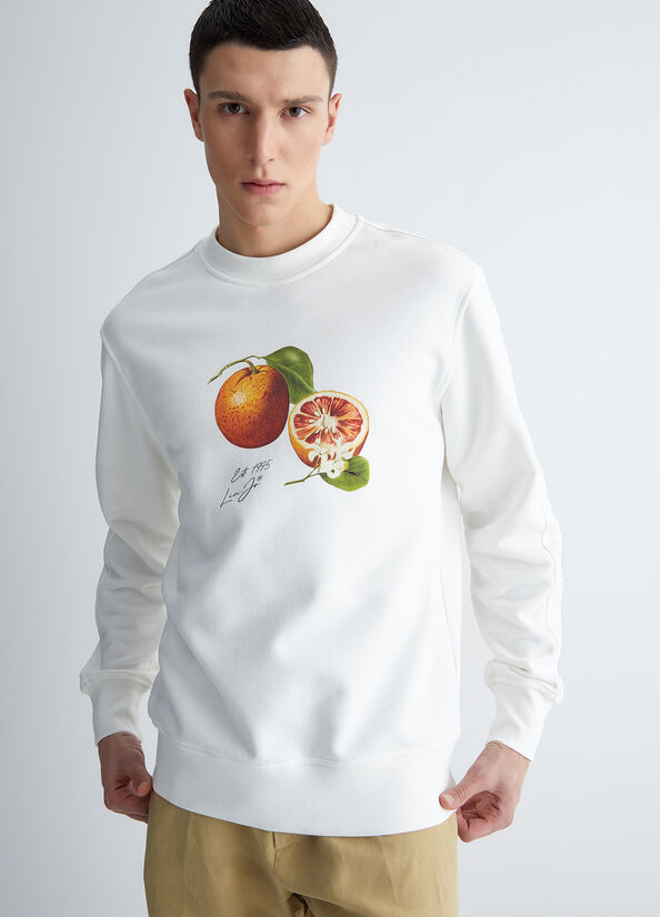 White Men\'s Liu Jo With Orange Print Sweaters | DQX-870256