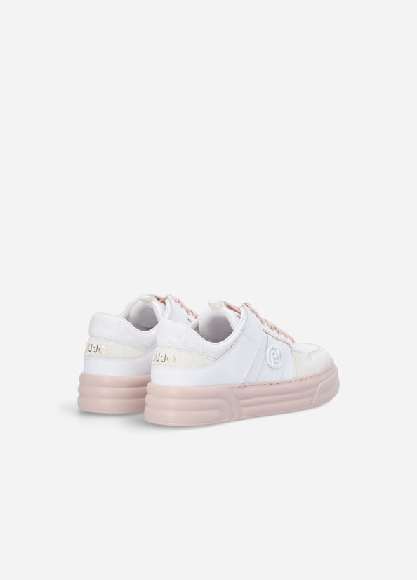 White / Pink Women's Liu Jo Platform With Two-Tone Sole Sneakers | IJT-602314