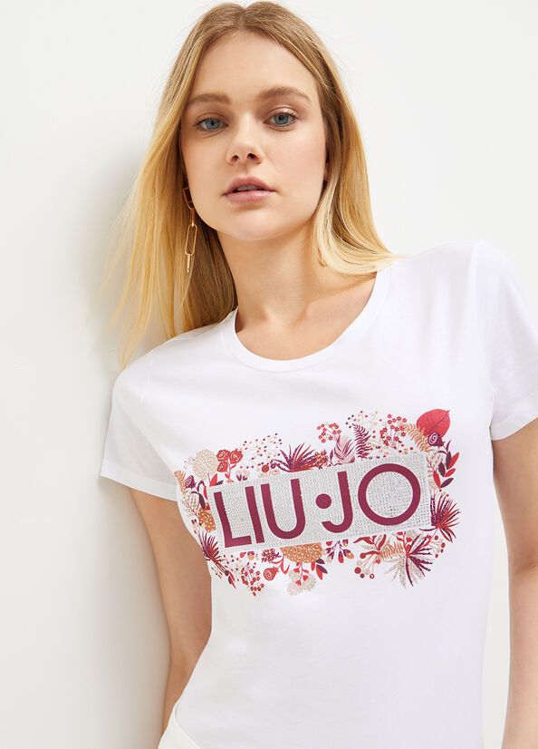 White / Red Women's Liu Jo Eco-Friendly T Shirts | YHL-180354