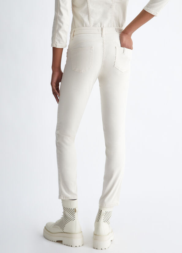 White Women's Liu Jo Bottom Up With Pearls Pants | IMQ-267508