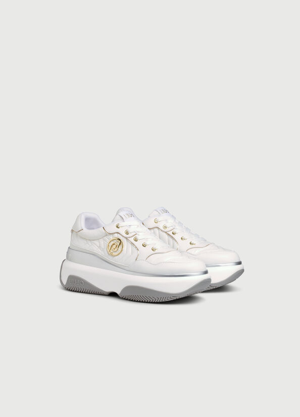 White Women's Liu Jo Chunky With Logo Sneakers | EGT-831957