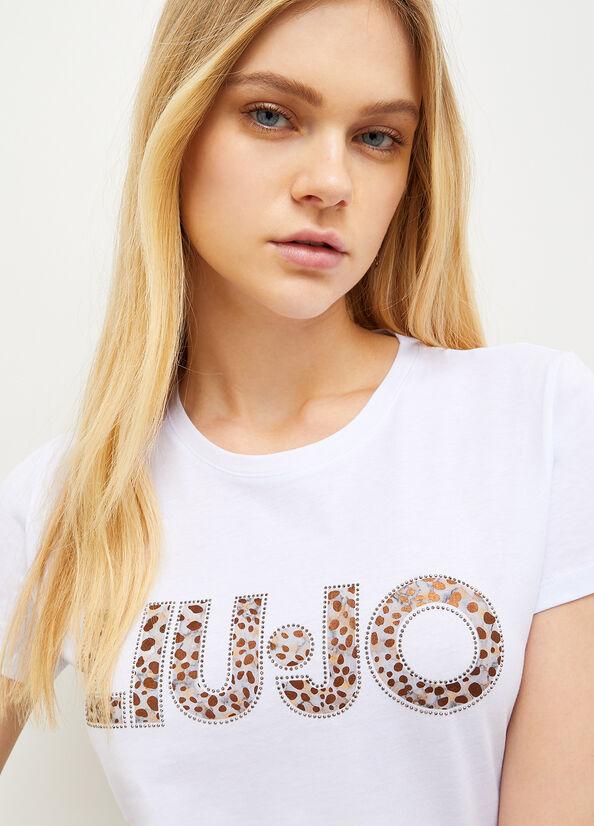 White Women's Liu Jo Cotton With Logo T Shirts | YBX-514890