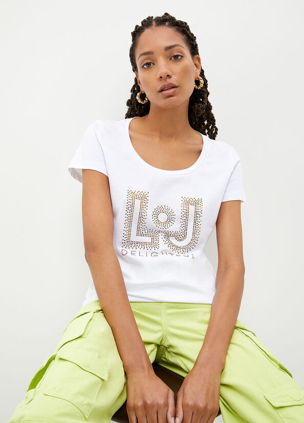 White Women's Liu Jo Eco-Friendly With Gemstones Tops | QOL-950674