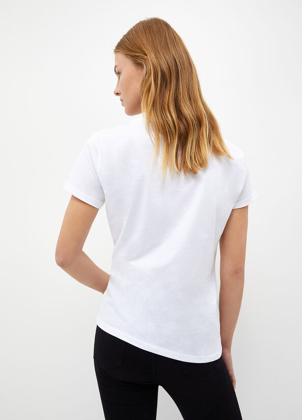 White Women's Liu Jo Eco-Friendly With Logo Tops | EIO-041376