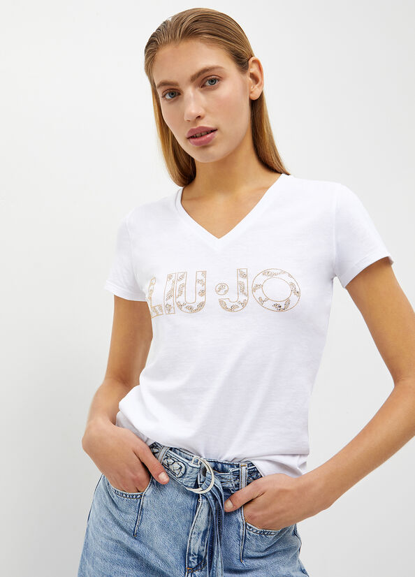 White Women\'s Liu Jo Eco-Friendly With Logo Tops | JTX-138507