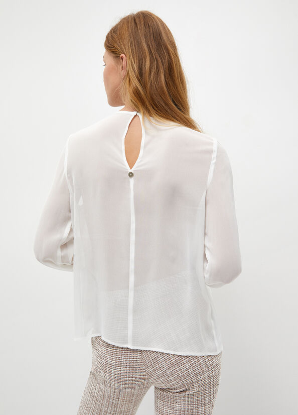 White Women's Liu Jo Georgette Blouse Shirts | GHU-382750