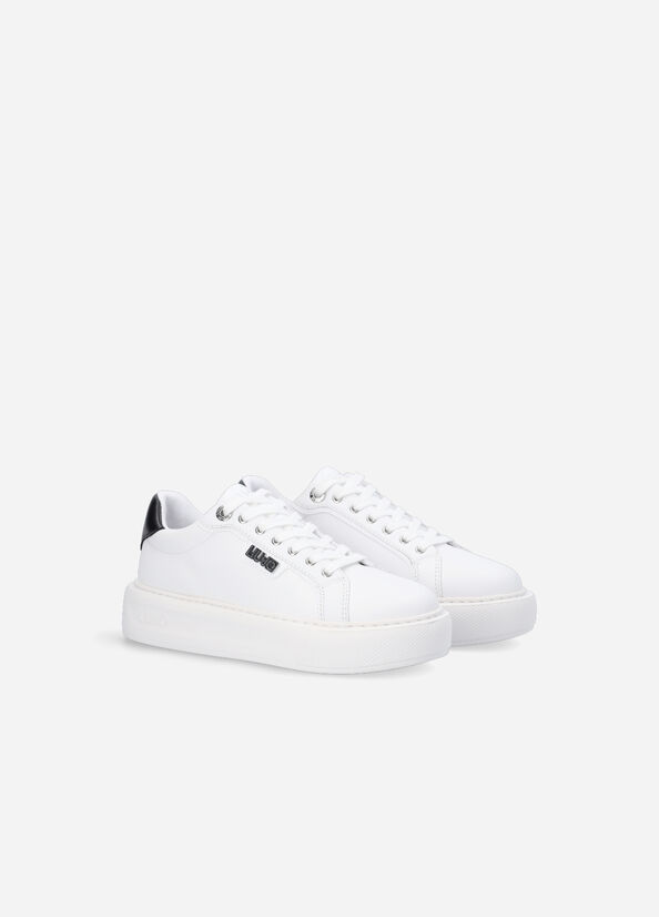 White Women's Liu Jo Leather Sneakers | VQU-194683