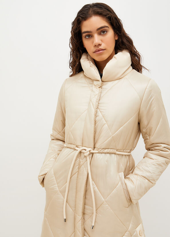 White Women's Liu Jo Long Quilted Coats | YIQ-795402