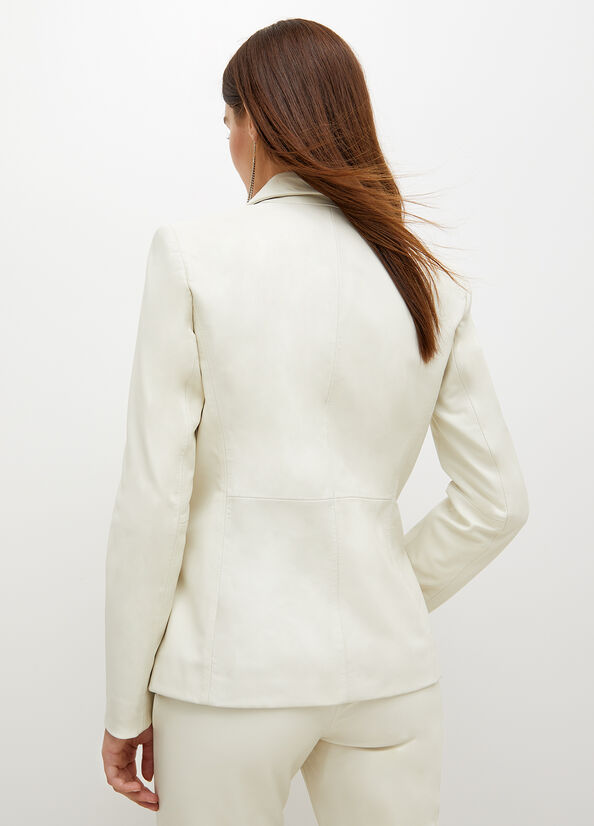 White Women's Liu Jo Nappa Leather Blazer Coats | HLE-908435