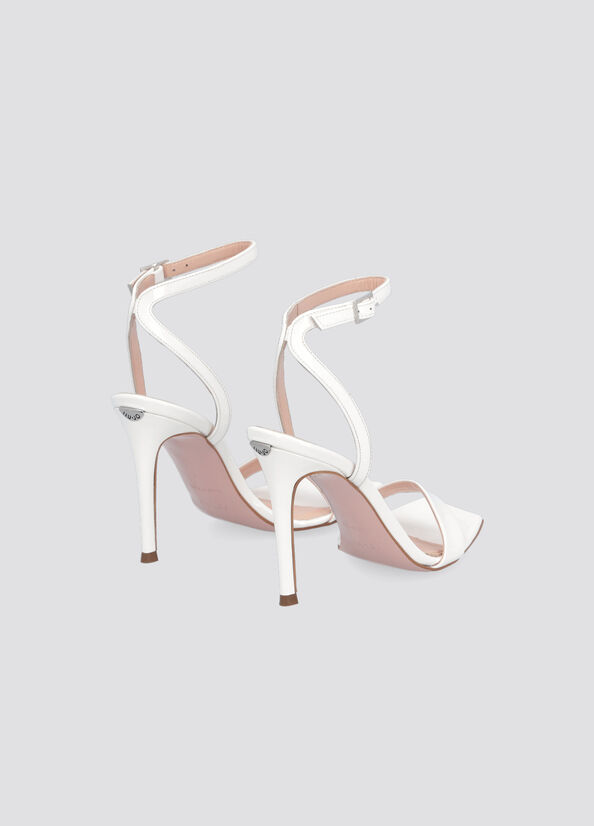 White Women's Liu Jo Patent Leather Heeled Sandals | QOV-786495