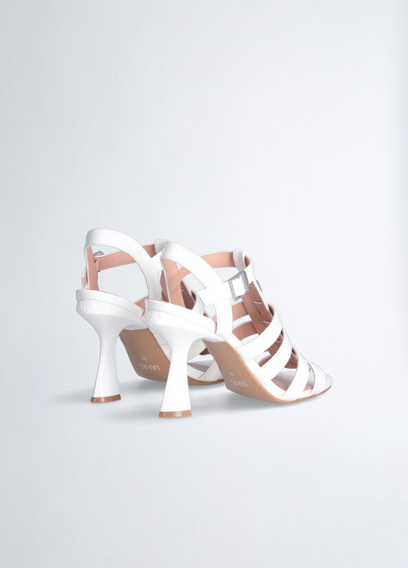 White Women's Liu Jo Patent Leather Heeled Sandals | XMA-908243