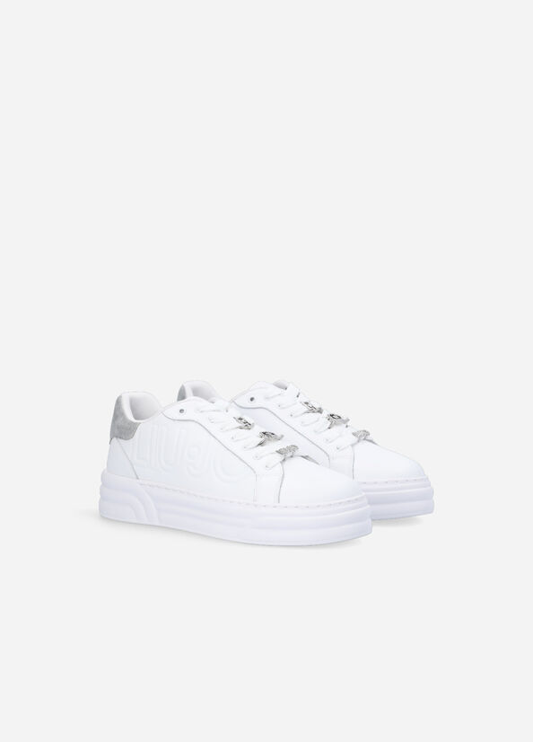 White Women's Liu Jo Platform With Jewel Details Sneakers | LGA-362894