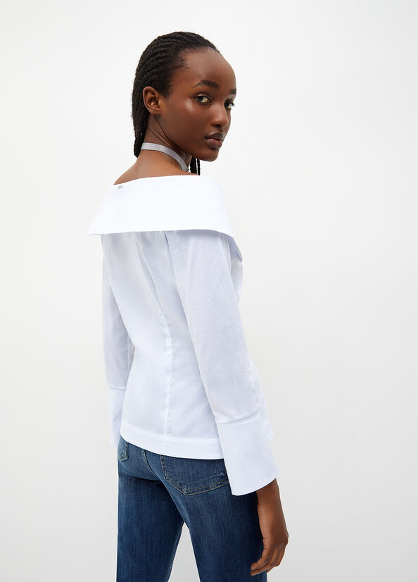 White Women's Liu Jo Poplin Blouse Shirts | GUD-560813