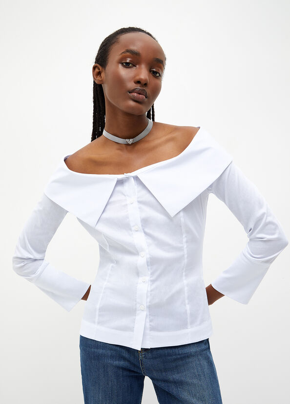 White Women\'s Liu Jo Poplin Blouse Shirts | GUD-560813