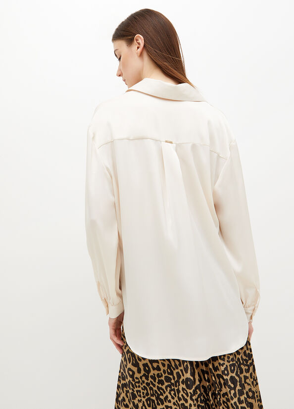 White Women's Liu Jo Satin Shirts | ISH-024839