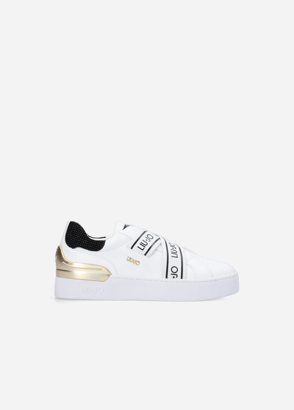 White Women\'s Liu Jo Slip Ons With Logo Sneakers | XGU-286475