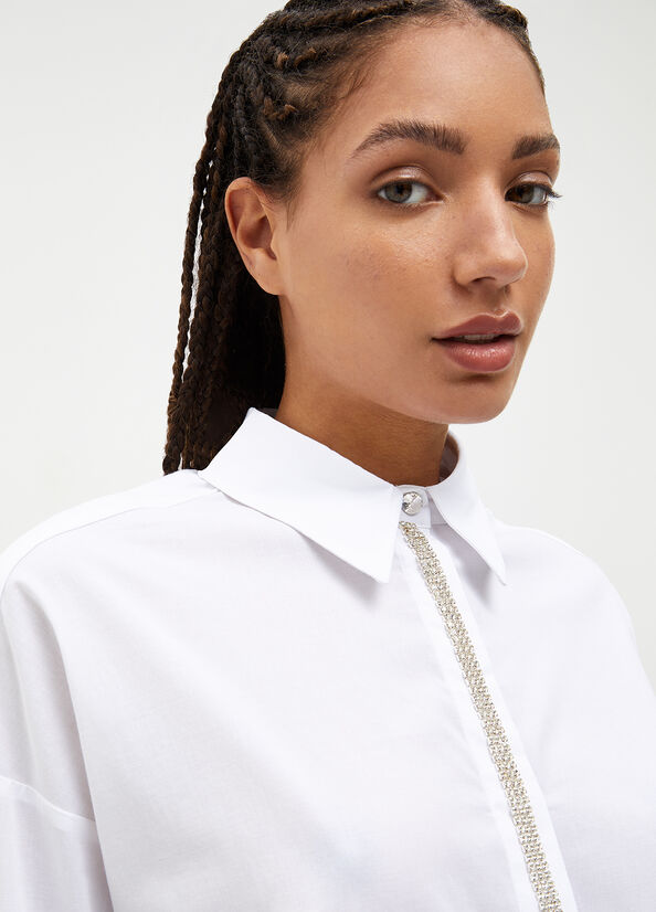 White Women's Liu Jo Striped Poplin Shirts | GMZ-084153